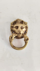 Majestic Brass Lion Head Door Knocker - Vintage Style Pull Handle